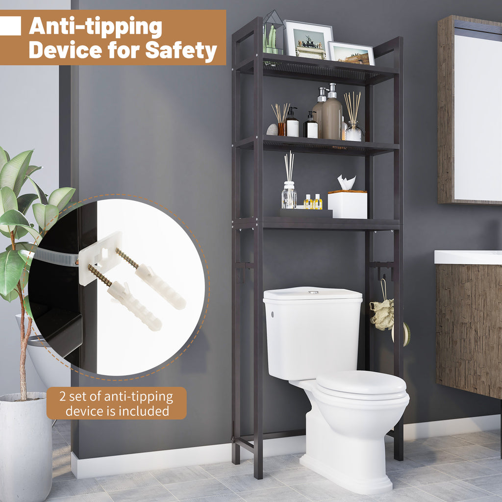 Over-The-Toilet Storage Shelf Space Saving Metal Bathroom Organizer