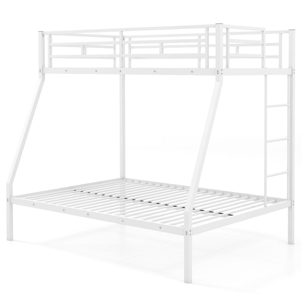 Twin over Full Metal Bunk Bed with Ladder, White