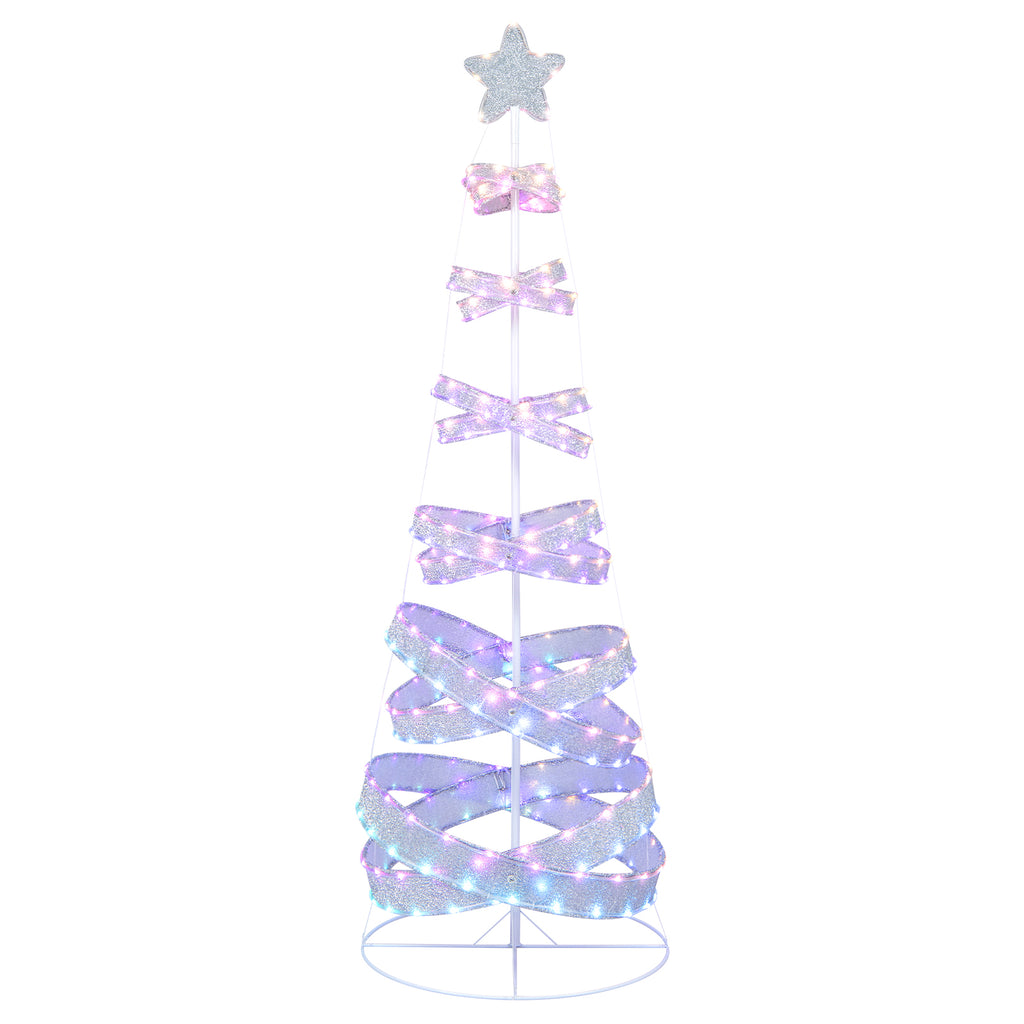 7 Feet Outdoor Spiral Christmas Tree with LED Lights for Holiday Decor