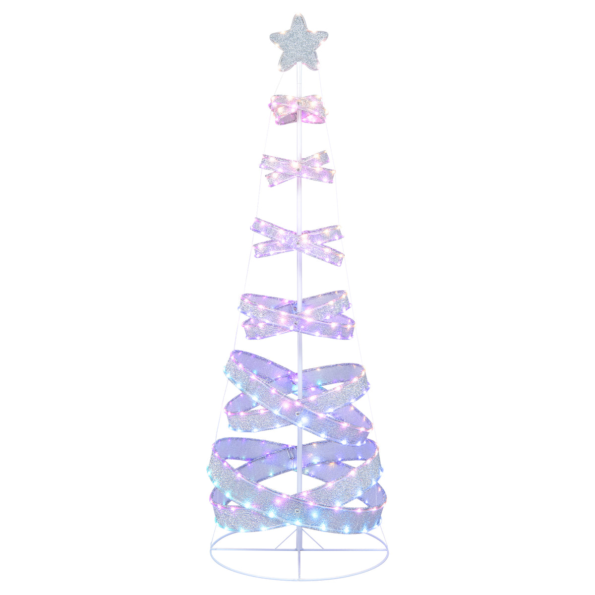 7 Feet Outdoor Spiral Christmas Tree with LED Lights for Holiday Decor