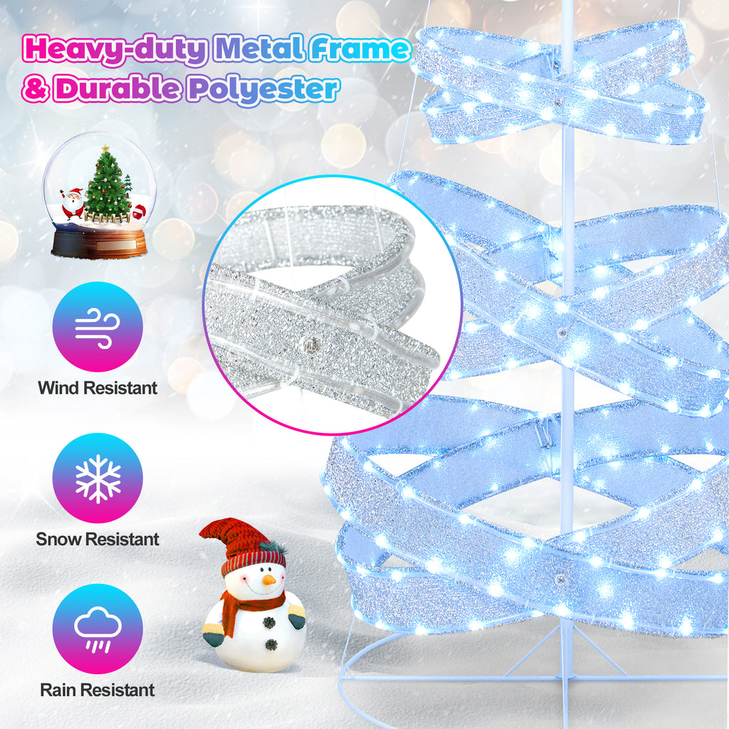 7 Feet Outdoor Spiral Christmas Tree with LED Lights for Holiday Decor