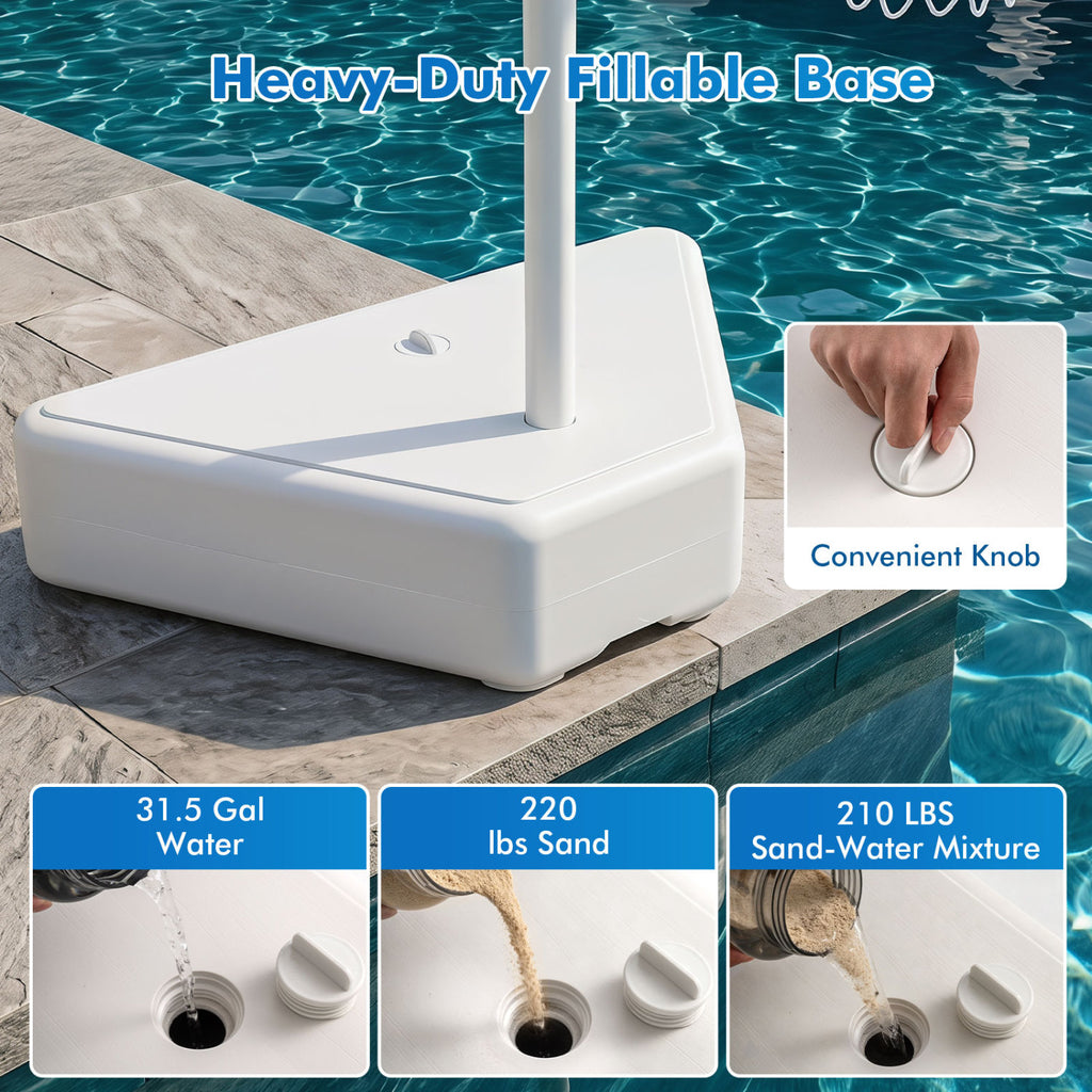 Adjustable Pool Basketball Hoop with 2 Balls & Pump - White, 23.5-47" Height