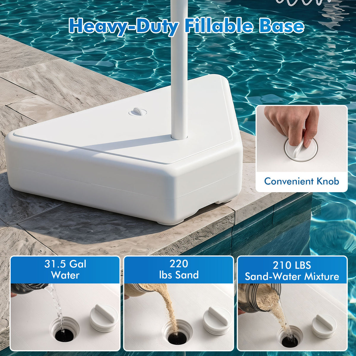 Adjustable Pool Basketball Hoop with 2 Balls & Pump - White, 23.5-47" Height