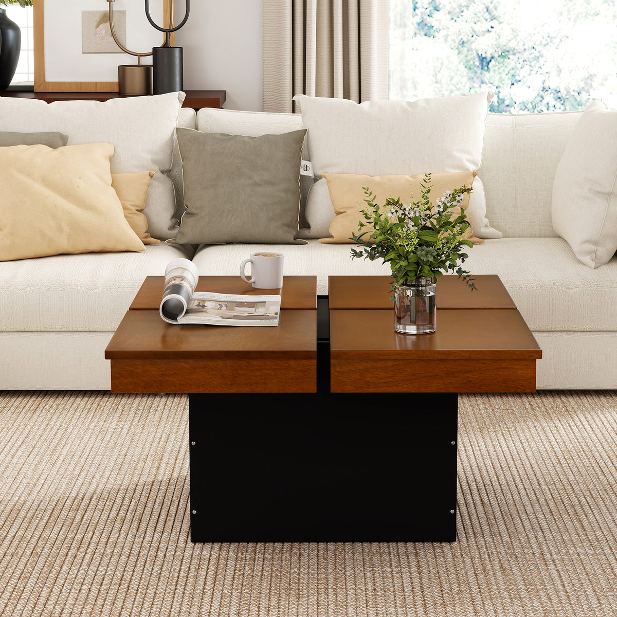 Walnut Square Coffee Table Mid Century Modern