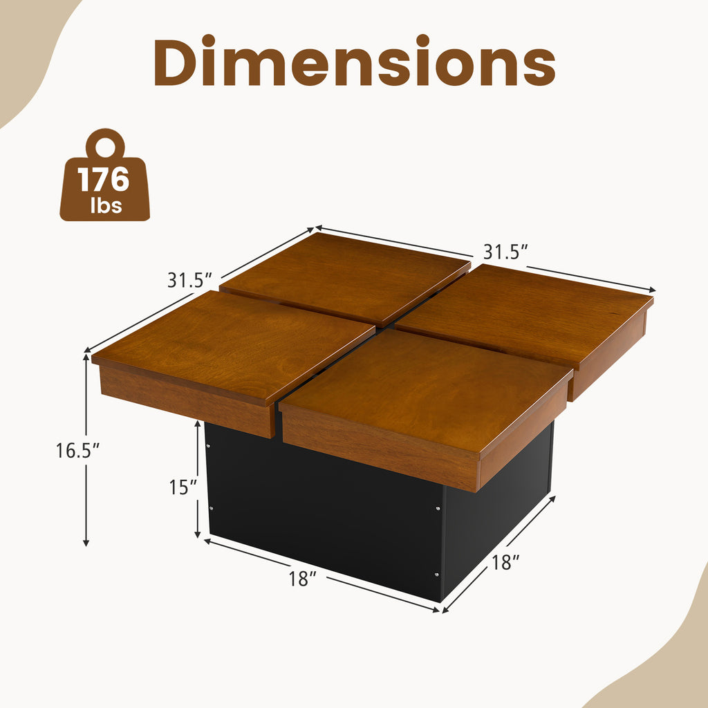 Square Coffee Table Mid Century Modern - Walnut