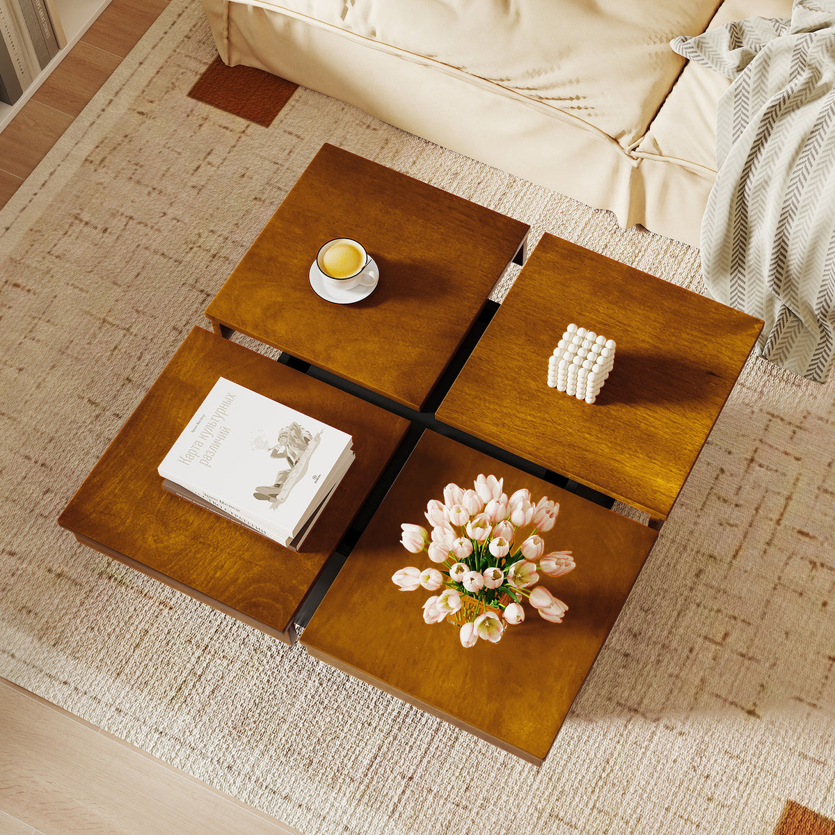 Walnut Square Coffee Table Mid Century Modern