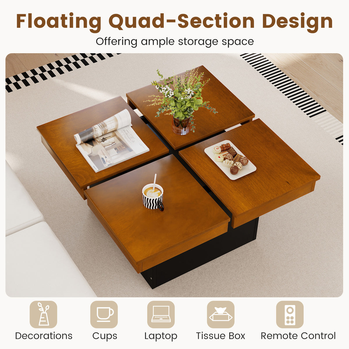 Walnut Square Coffee Table Mid Century Modern