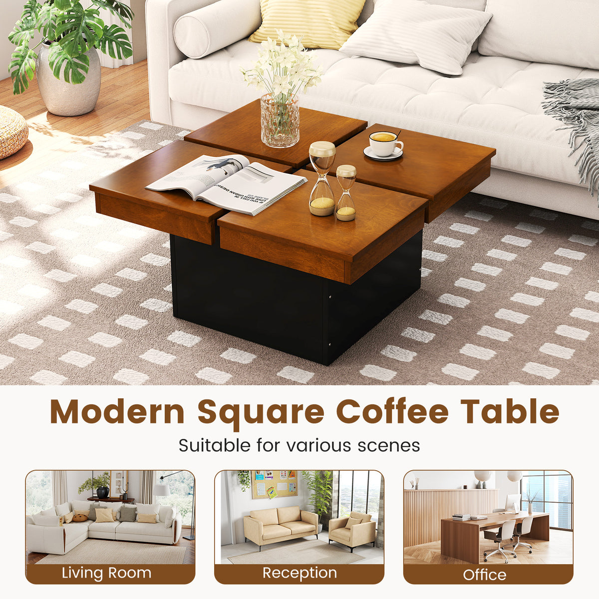 Walnut Square Coffee Table Mid Century Modern