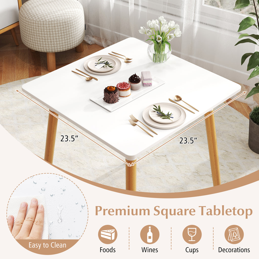 Square Dining Table 23.5" with Adjustable Foot Pads - White