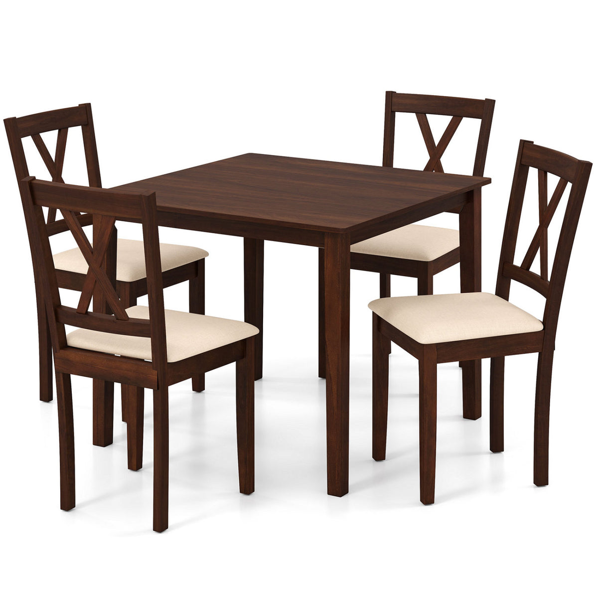 5-Piece Dining Table Set with 4 Chairs, Walnut