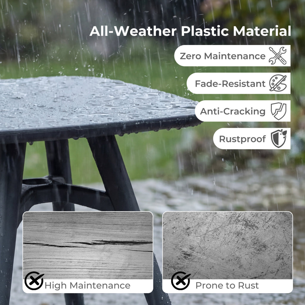 Square Outdoor Dining Table All-Weather Plastic Patio Bistro for 4