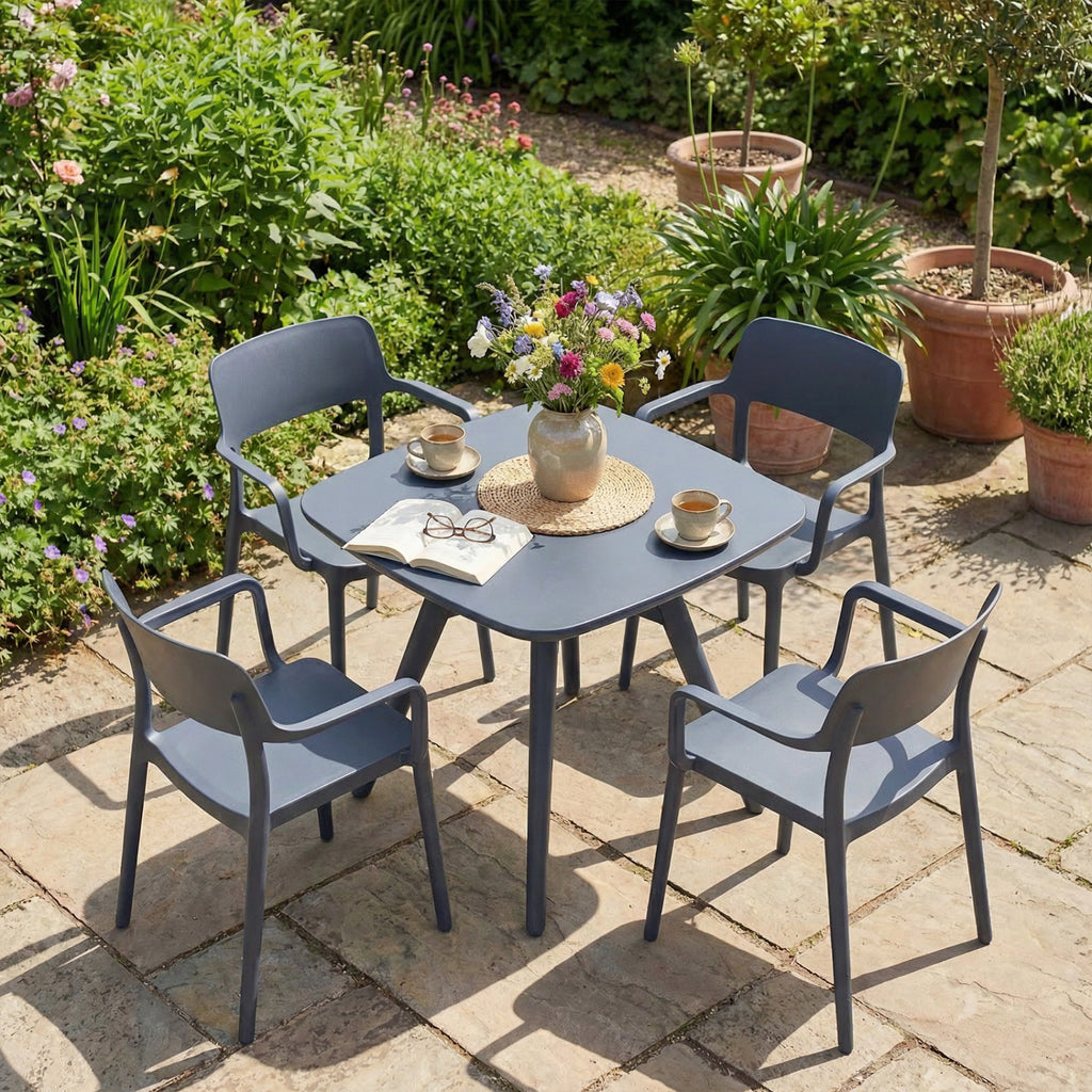 Square Outdoor Dining Table All-Weather Plastic Patio Bistro for 4