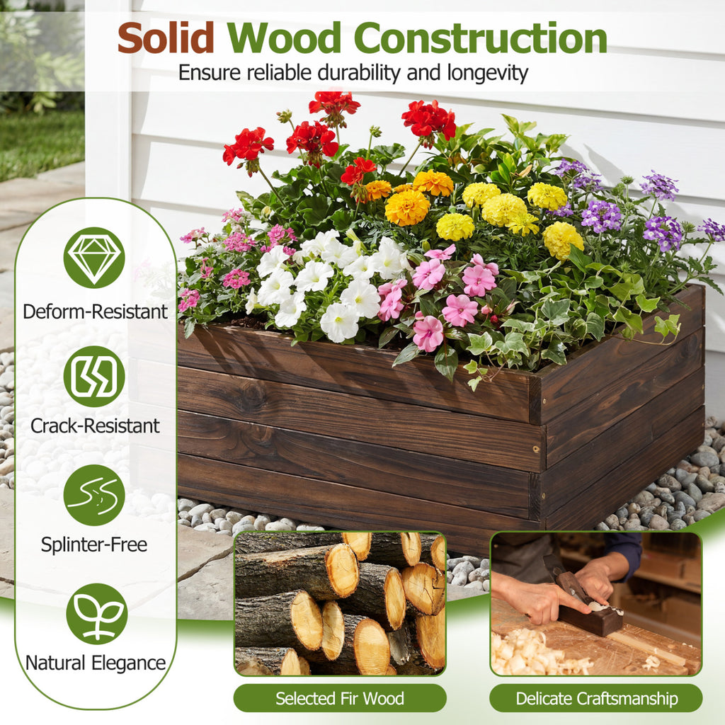 Square Raised Garden Bed Planter - Vegetables & Flowers