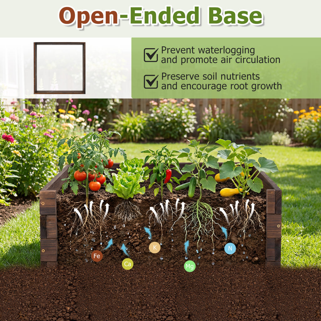 Square Raised Garden Bed Planter - Vegetables & Flowers