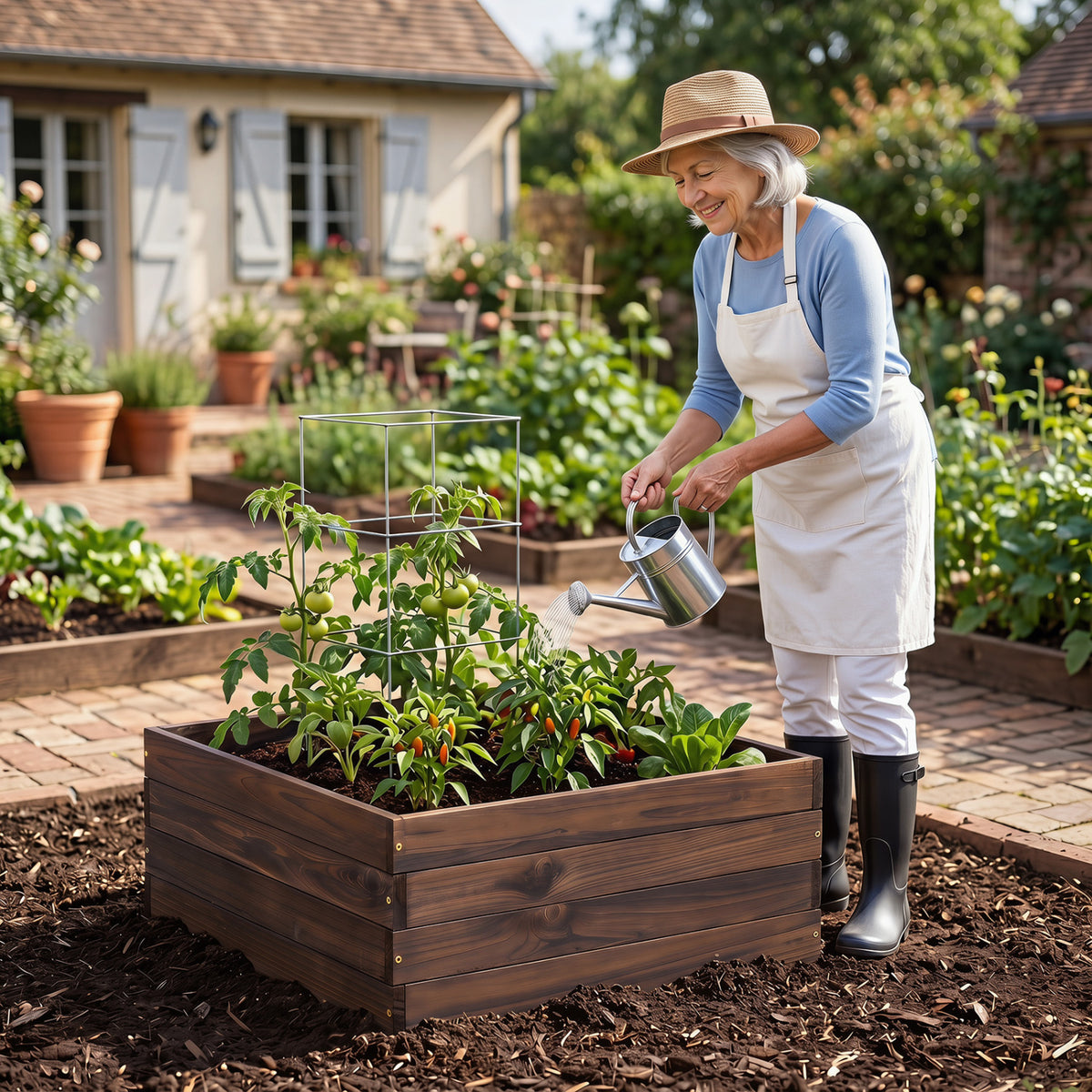 Square Raised Garden Bed Planter - Vegetables & Flowers