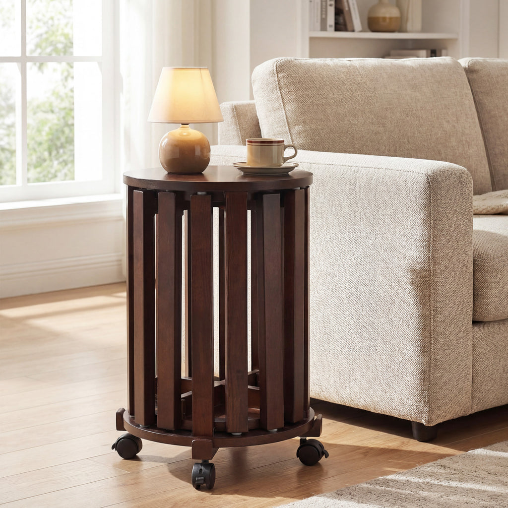 Round Nesting Stools with Locking Casters - Natural