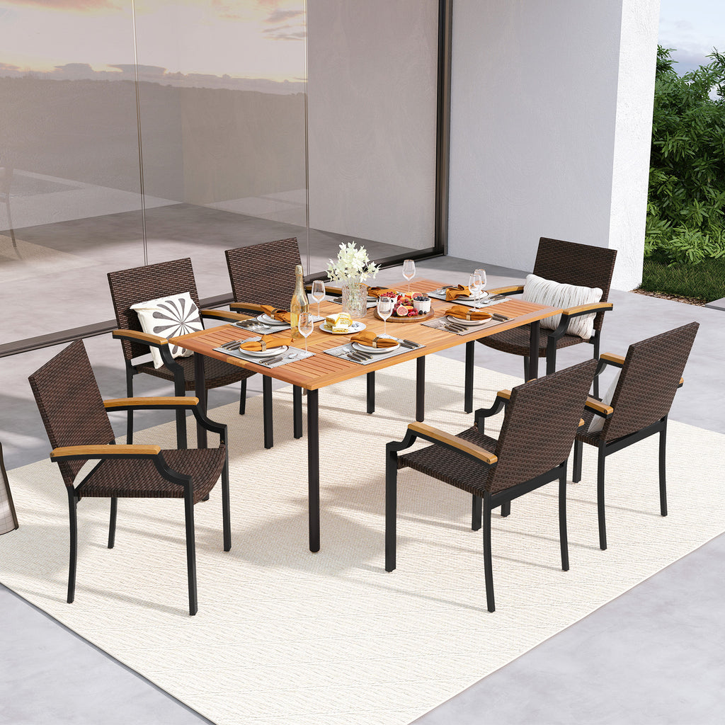 Stackable Rattan Patio Dining Chairs Set of 2