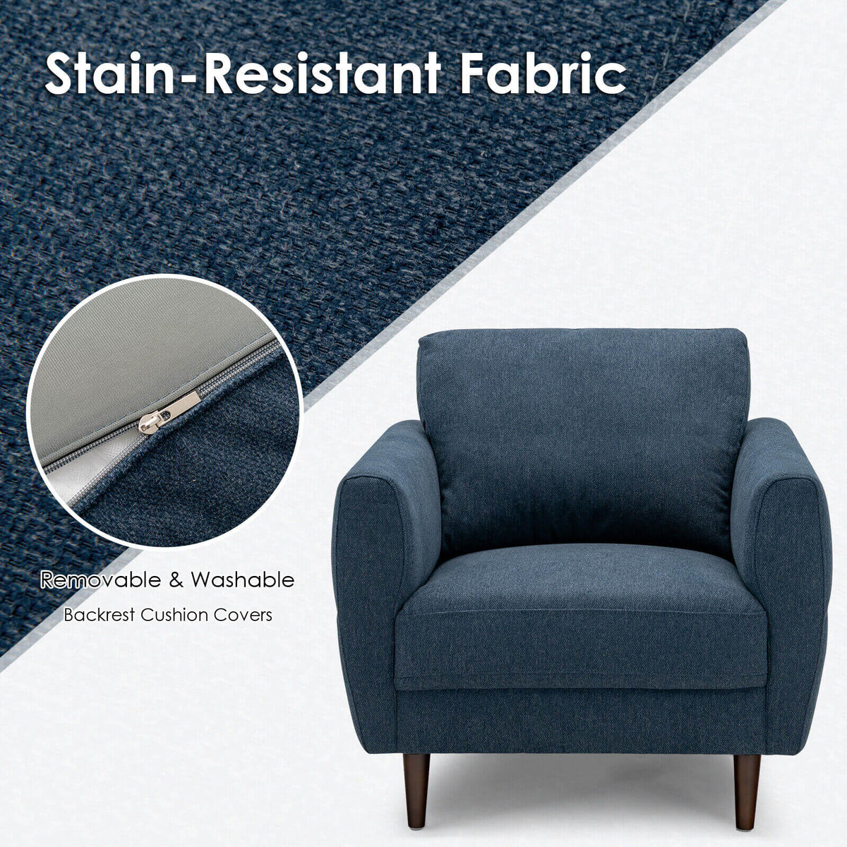 Upholstered Accent Chair – Navy