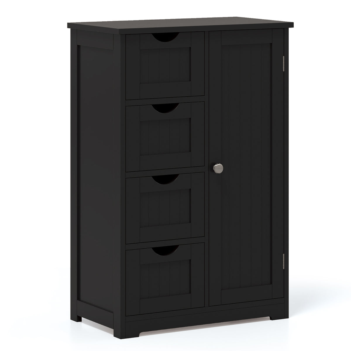 Free-Standing Wooden Cabinet with 4 Drawers and Door