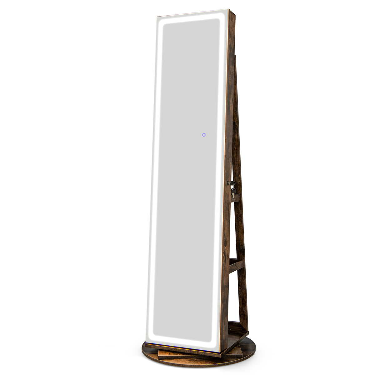 Standing Jewelry Armoire with LED Mirror - Coffee