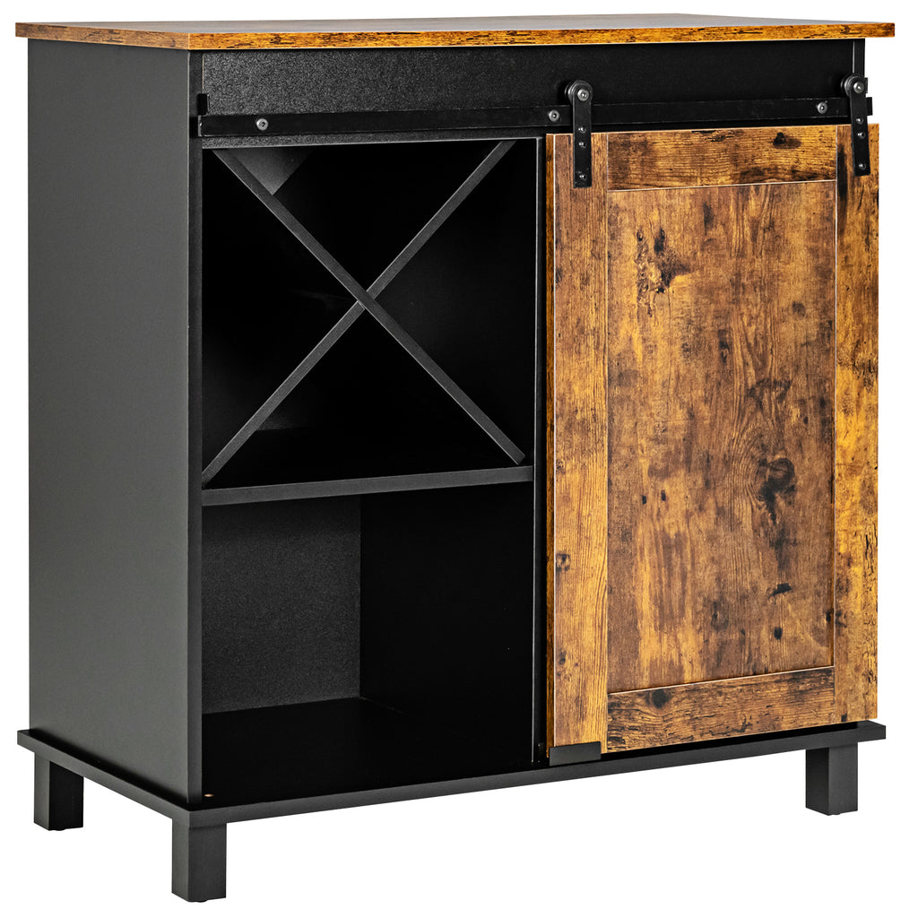 Storage Cabinet with Sliding Barn Door - Rustic Brown