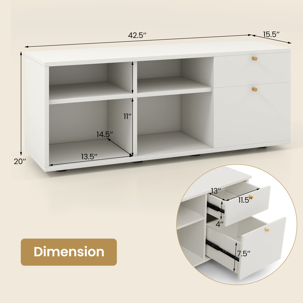 Storage Cabinet with 2 Drawers & 4 Cubes, White