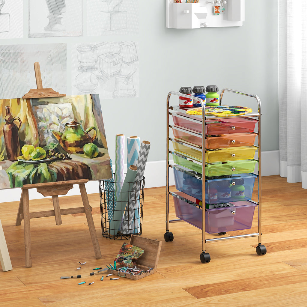Multifunctional 6 Drawers Rolling Storage Cart Organizer