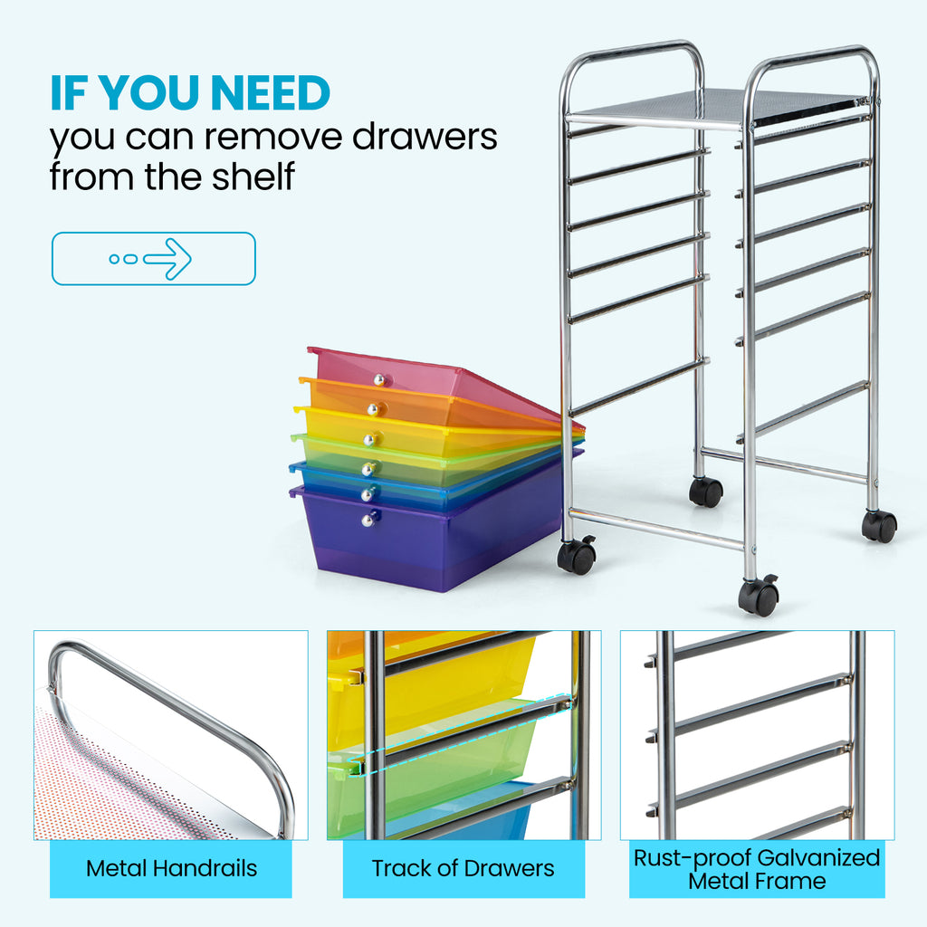 Multifunctional 6 Drawers Rolling Storage Cart Organizer