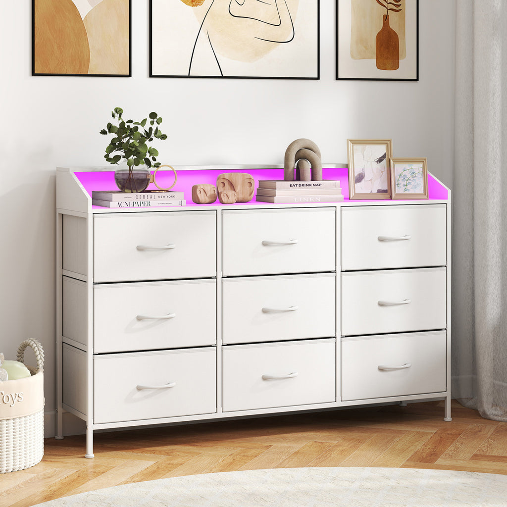 LED Storage Organizer with 9 Drawers - White