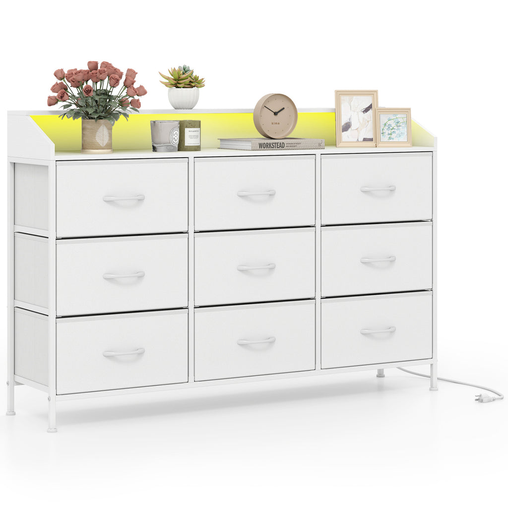 LED Storage Organizer with 9 Drawers - White