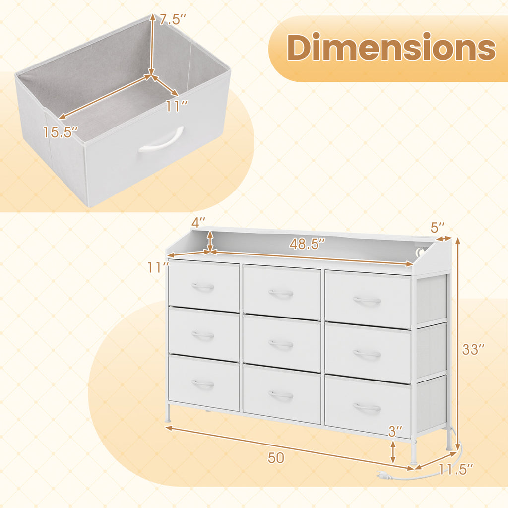 LED Storage Organizer with 9 Drawers - White