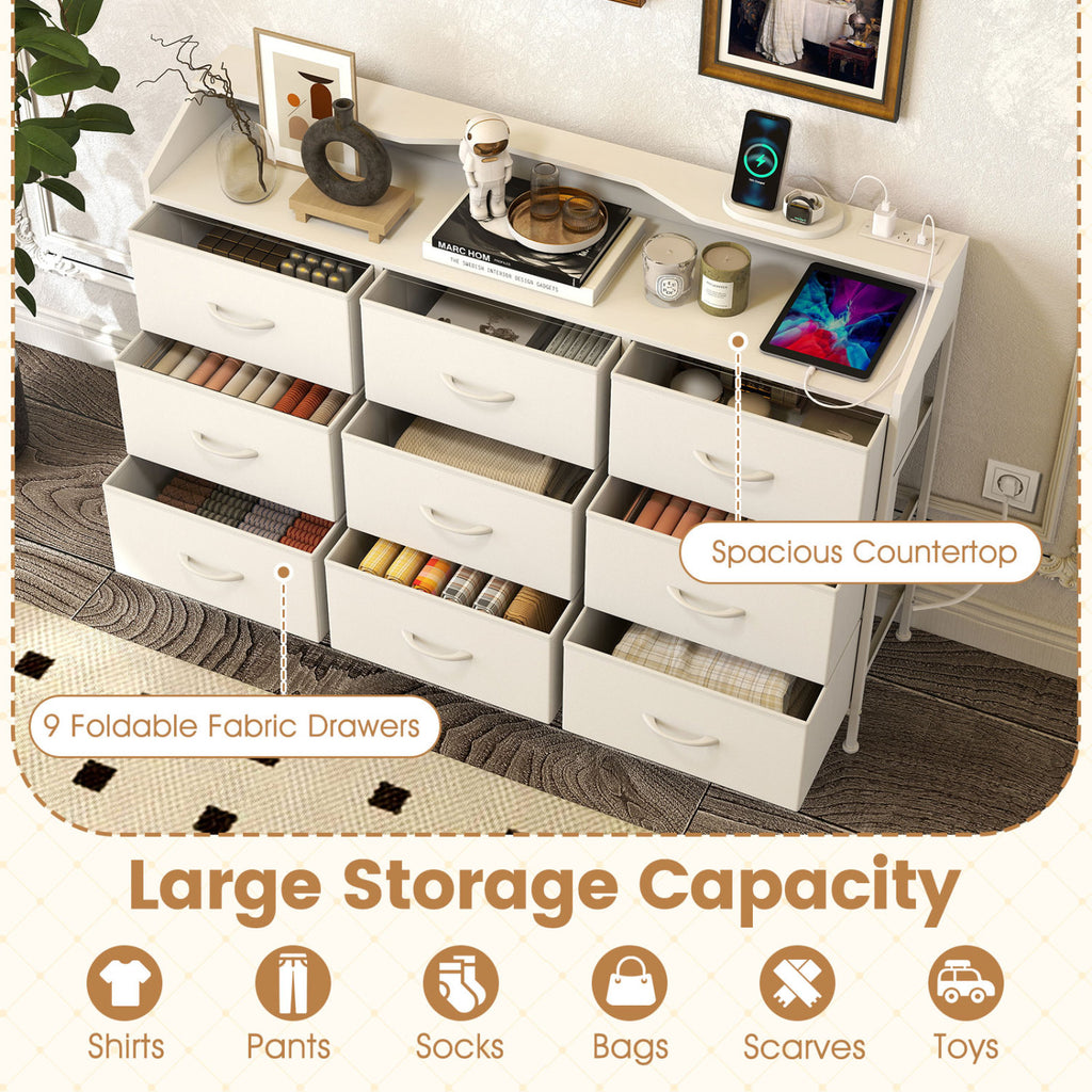 LED Storage Organizer with 9 Drawers - White