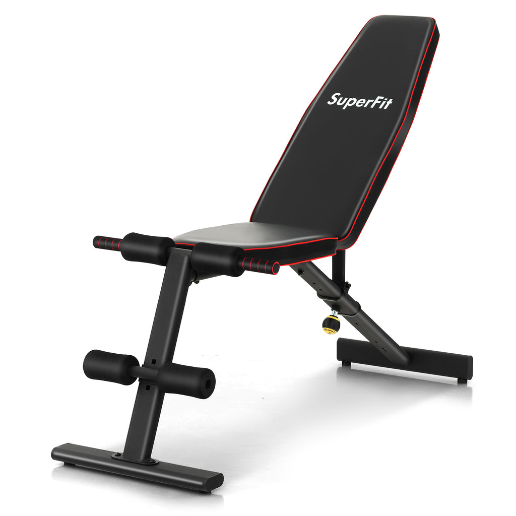 8-Position Adjustable Weight Bench for Full Body Workout - Black