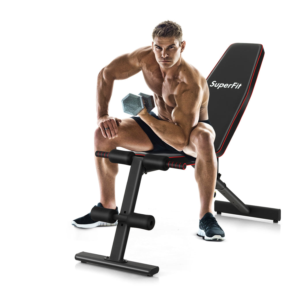 8-Position Adjustable Weight Bench for Full Body Workout - Black