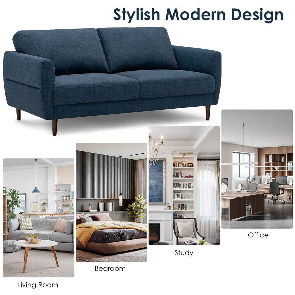 72 Inch Fabric Loveseat Sofa with Solid Wood Frame - Navy