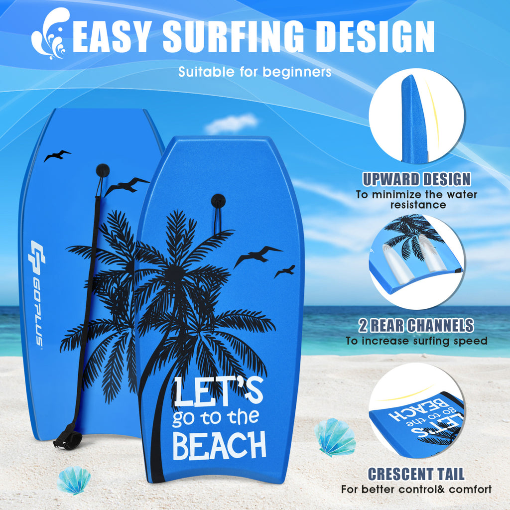 Lightweight Bodyboard Surfing with Leash - S Size, EPS Core, Impact-Resistant Deck