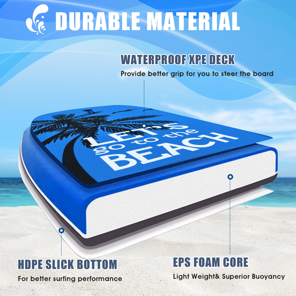 Lightweight Bodyboard Surfing with Leash - S Size, EPS Core, Impact-Resistant Deck