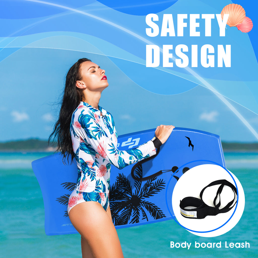 Lightweight Bodyboard Surfing with Leash - S Size, EPS Core, Impact-Resistant Deck
