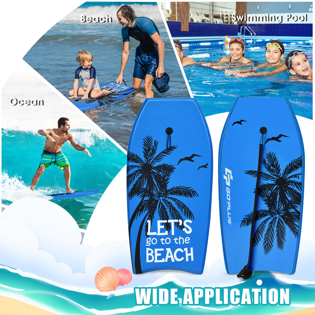 Lightweight Bodyboard Surfing with Leash - S Size, EPS Core, Impact-Resistant Deck