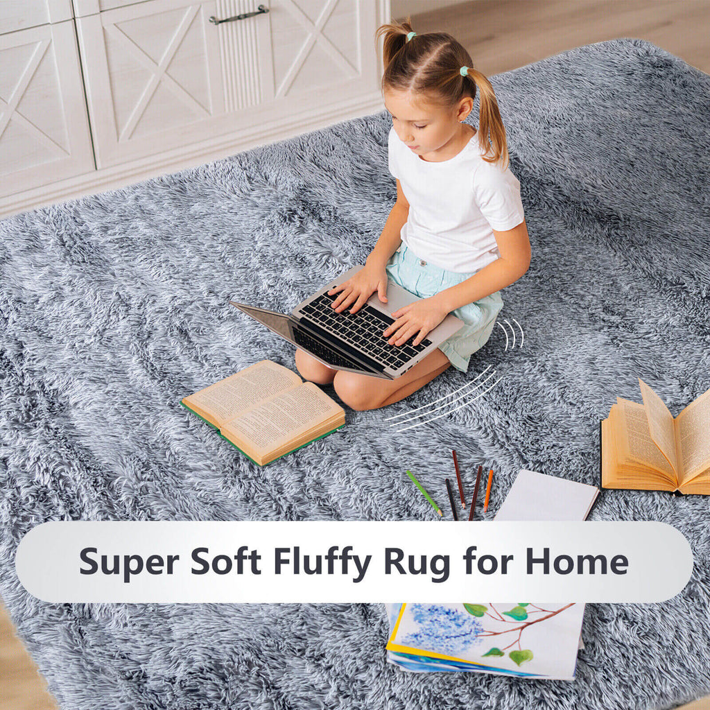 Gray Rectangular Soft Shag Area Rug 5x7 Feet for Living Room & Bedroom - Costway