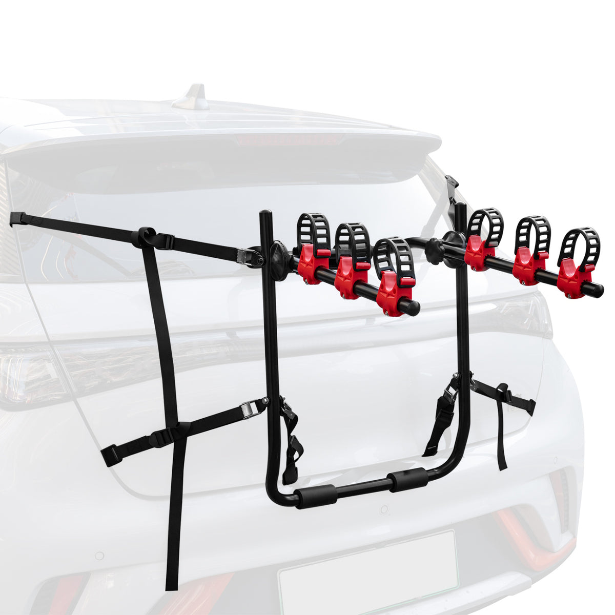 Superbuy Trunk Mount 3-Bike Rack with Anti-Sway Straps & Soft Padding