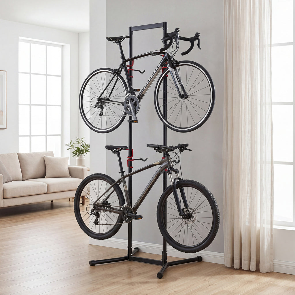Adjustable Bike Storage Rack with Vertical Stand for 4 Bikes and