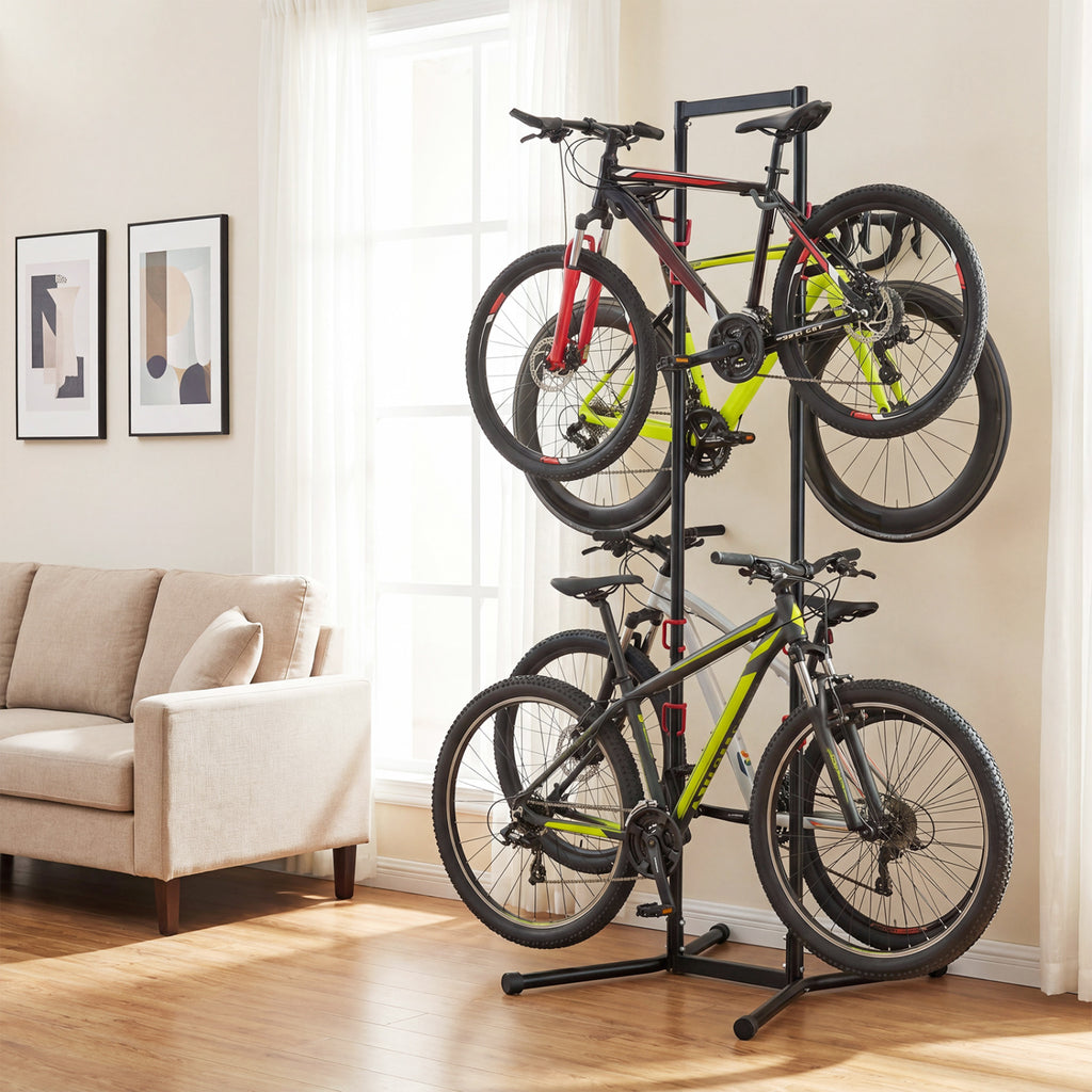 Adjustable Bike Storage Rack with Vertical Stand for 4 Bikes and