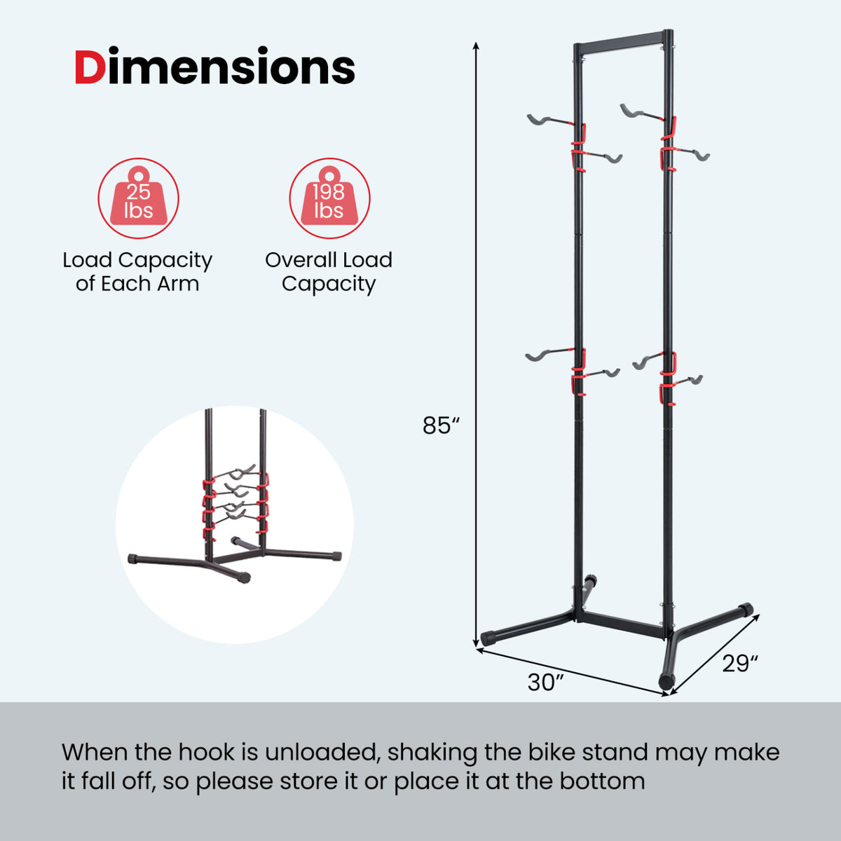 Adjustable Bike Storage Rack with Vertical Stand for 4 Bikes and