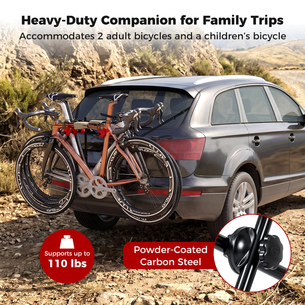 Superbuy Trunk Mount 3-Bike Rack with Anti-Sway Straps & Soft Padding