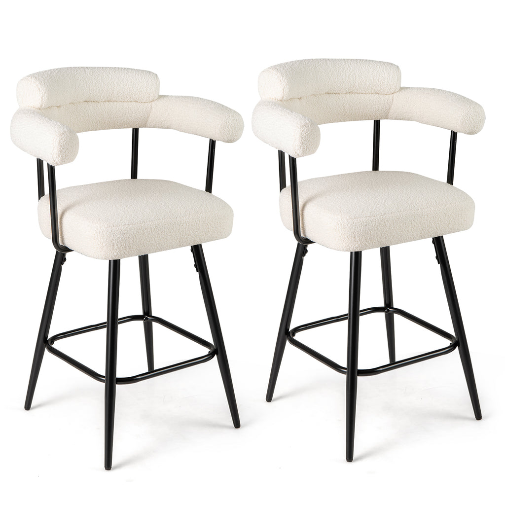 Swivel Bar Stool with Arms Counter Height - White