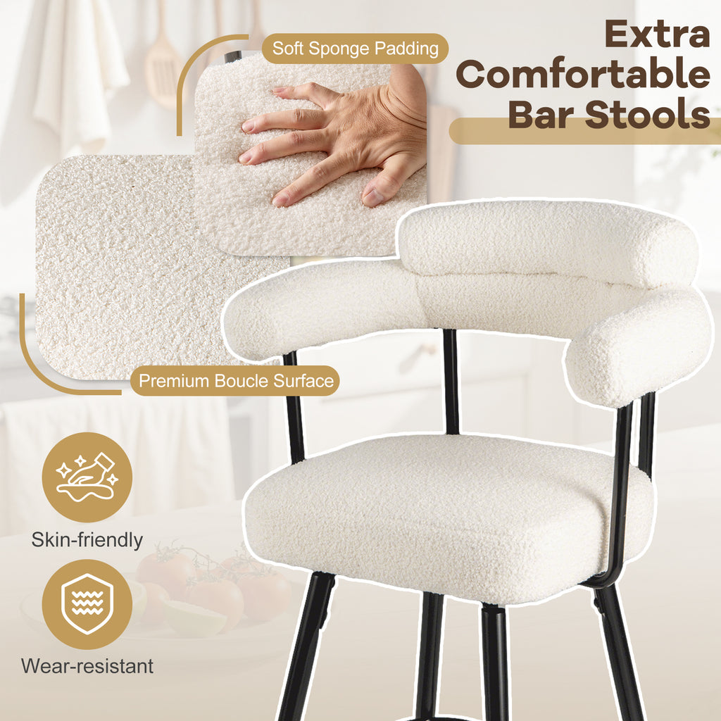 Swivel Bar Stool with Arms Counter Height - White
