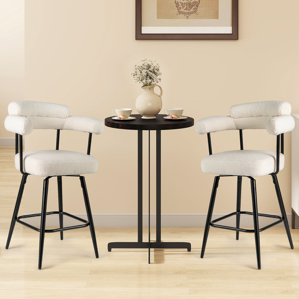 Swivel Bar Stool with Arms Counter Height - White