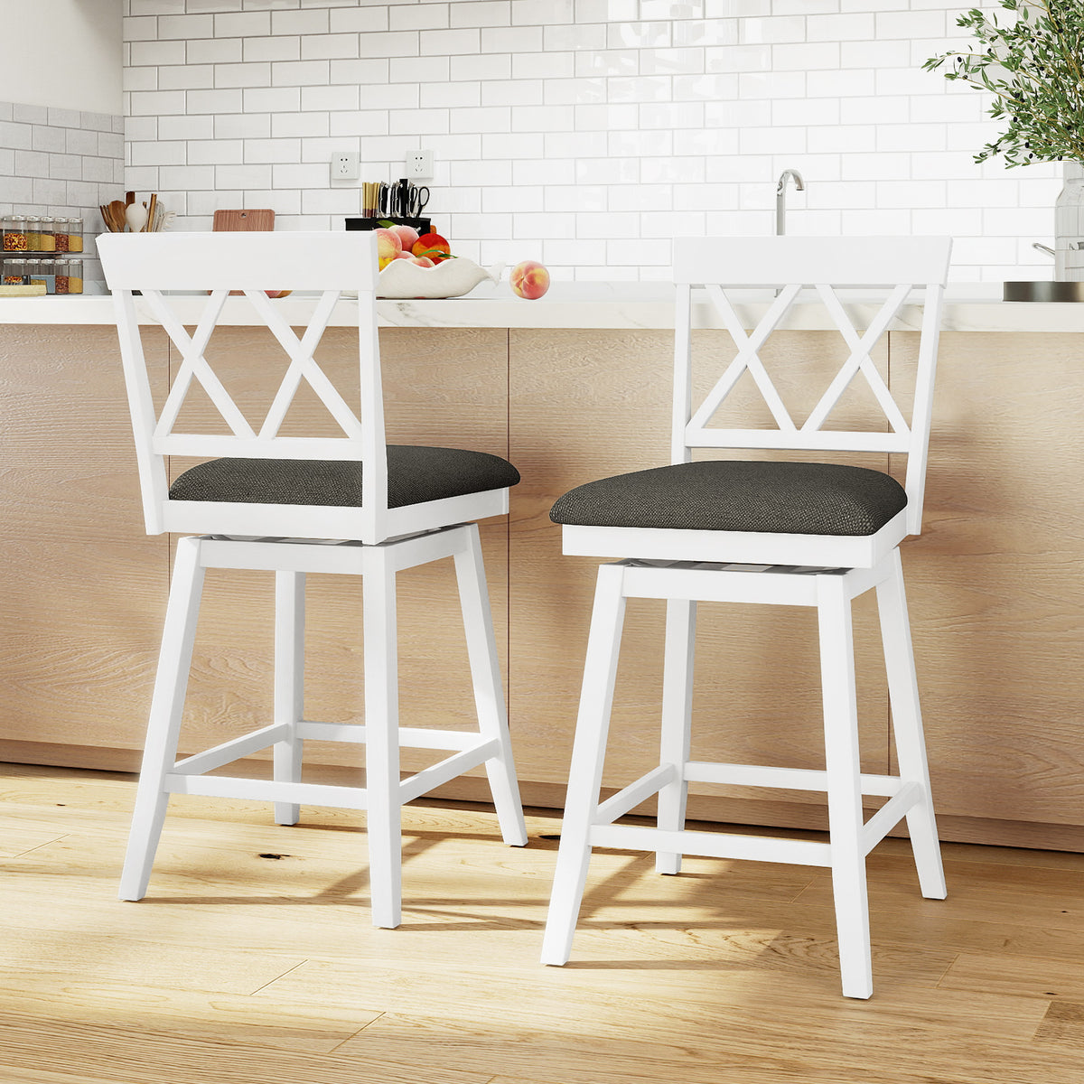 Counter Height Bar Stools Set of 4 - White, 24 inches
