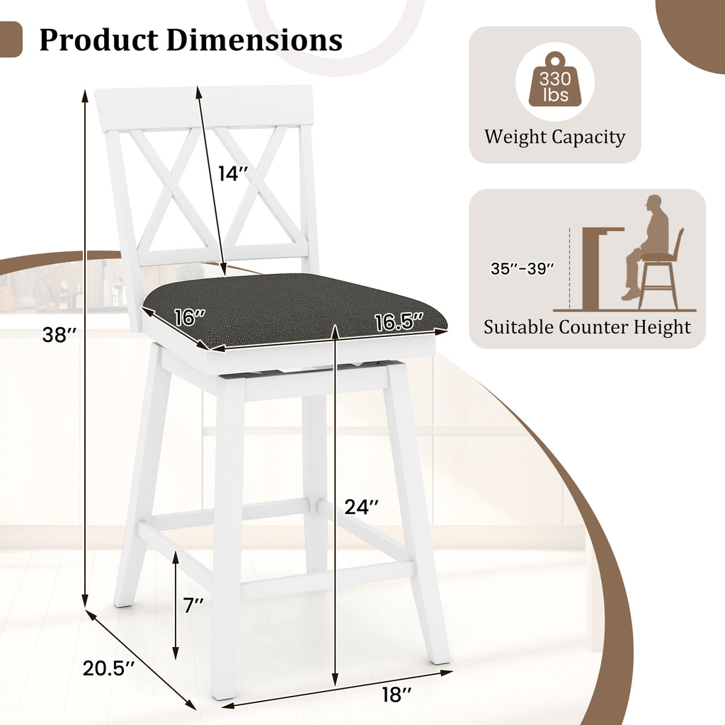 Counter Height Bar Stools Set of 4 - White, 24 inches